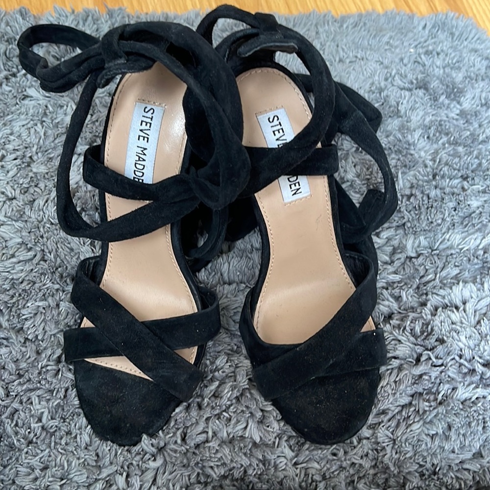 Steve Madden velvet lace up block heel women size 6